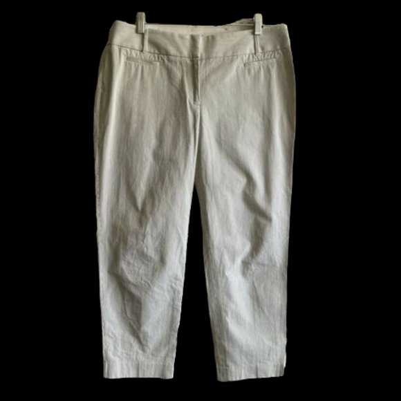 Ann Taylor Loft Marissa Cropped Petite pant; size 2; light gray and white stripe - Picture 4 of 9